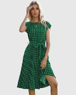Veronika Pleated Short-Sleeve Midi Dress
