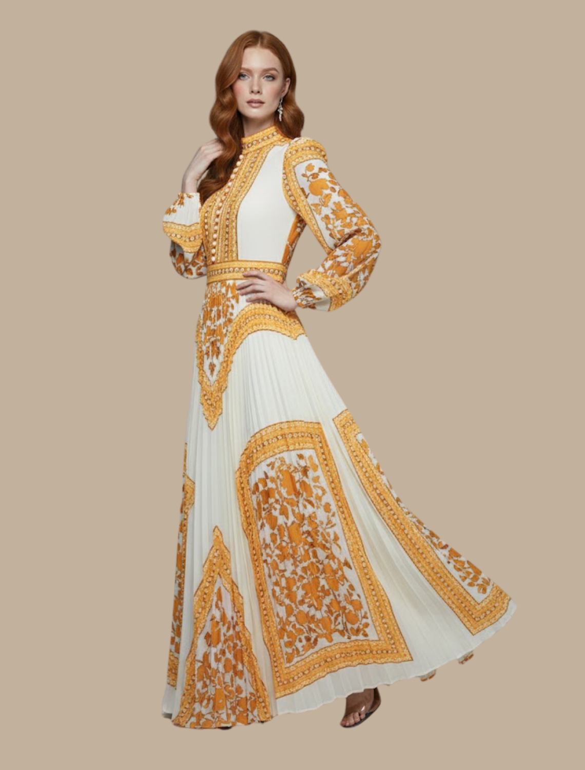 Anja Pleated Maxi Evening Dress