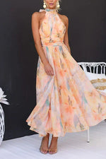 Claudia Floral Halter Summer Maxi Dress