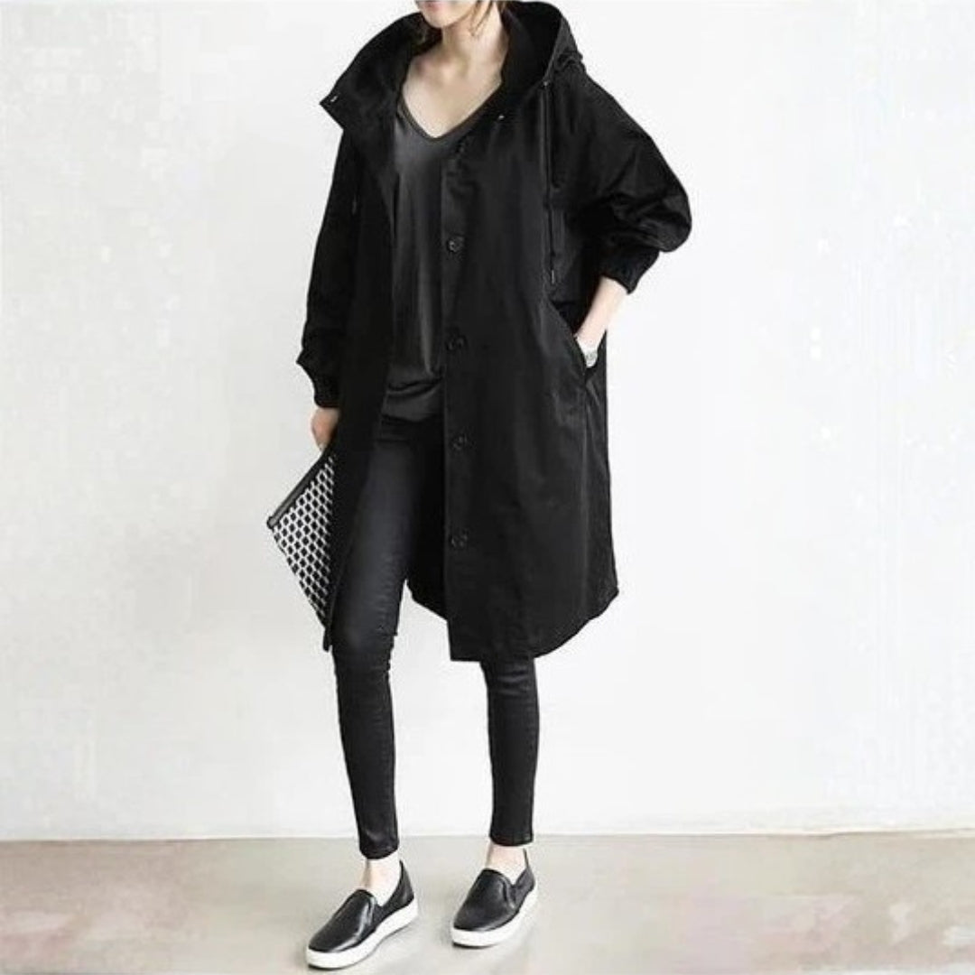 Edith Long Button-Front Street Coat
