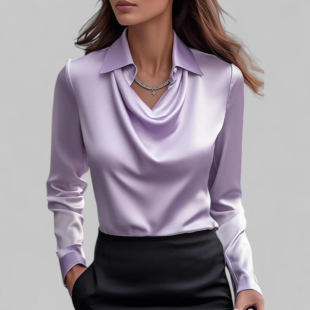 Theresa Waterfall Neckline Satin Blouse
