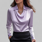Theresa Waterfall Neckline Satin Blouse