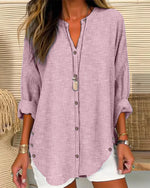 Lena Relaxed Striped Button-Down Blouse