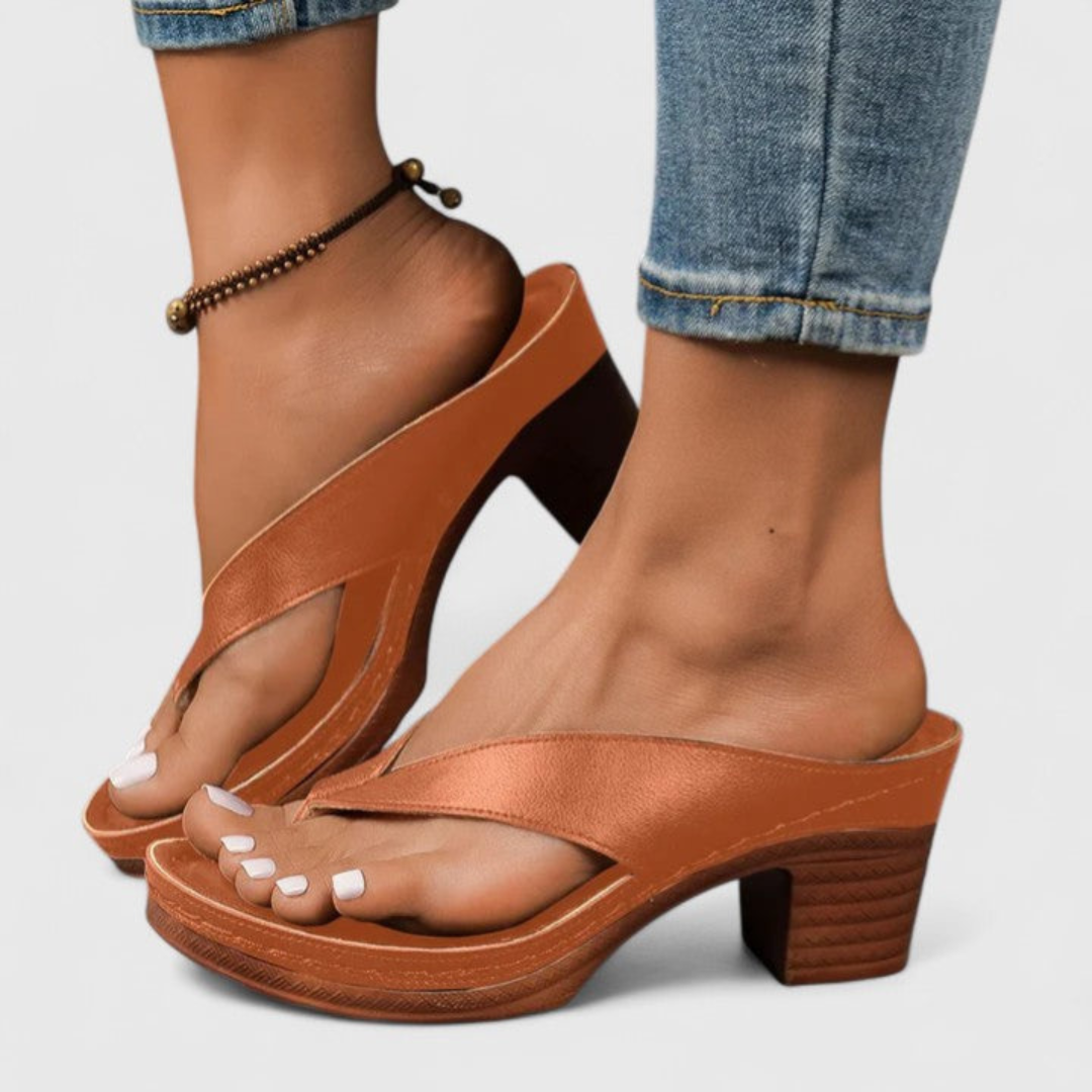 Birgit Chunky Heel Thong Sandals