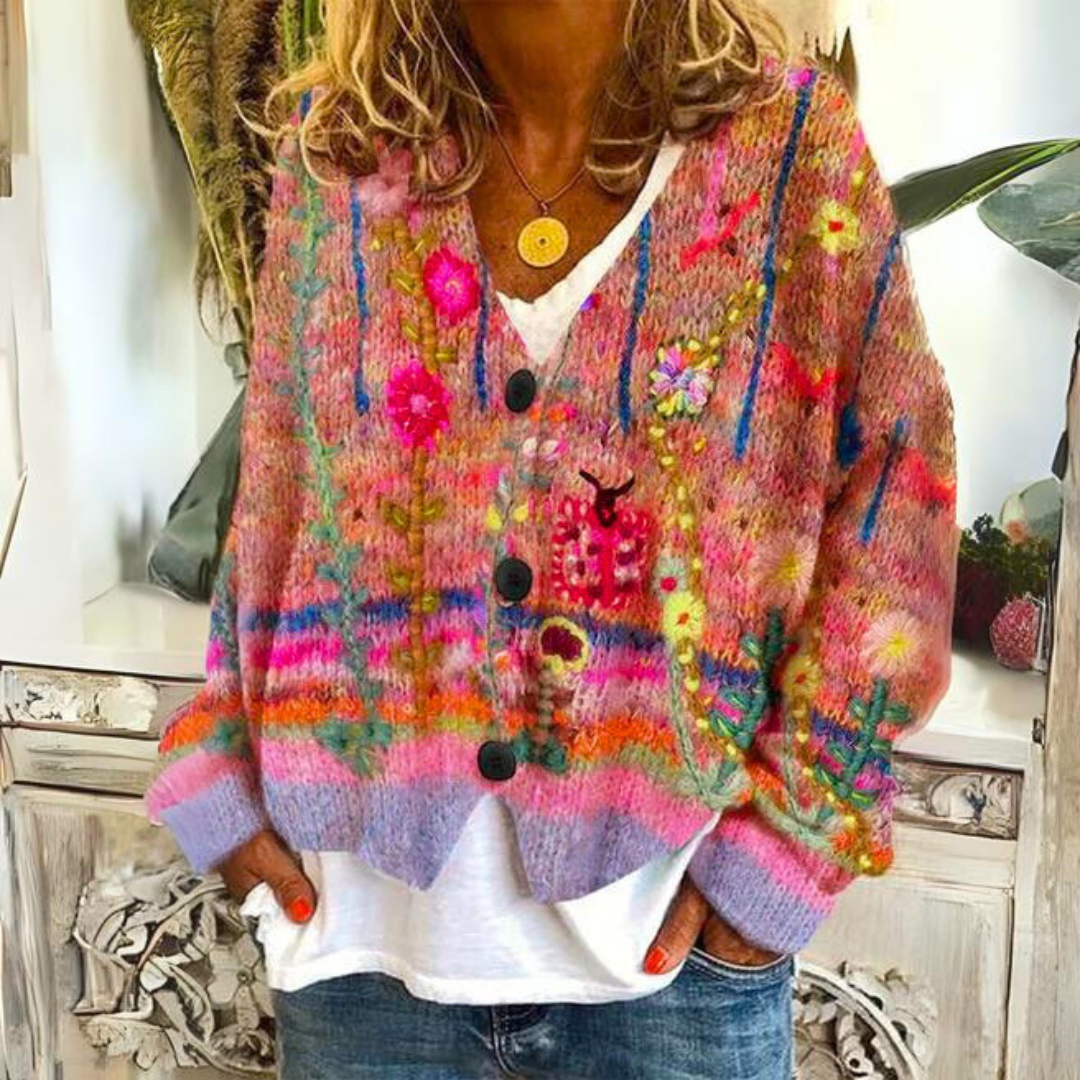 Hannah Cozy Colorful Cardigan