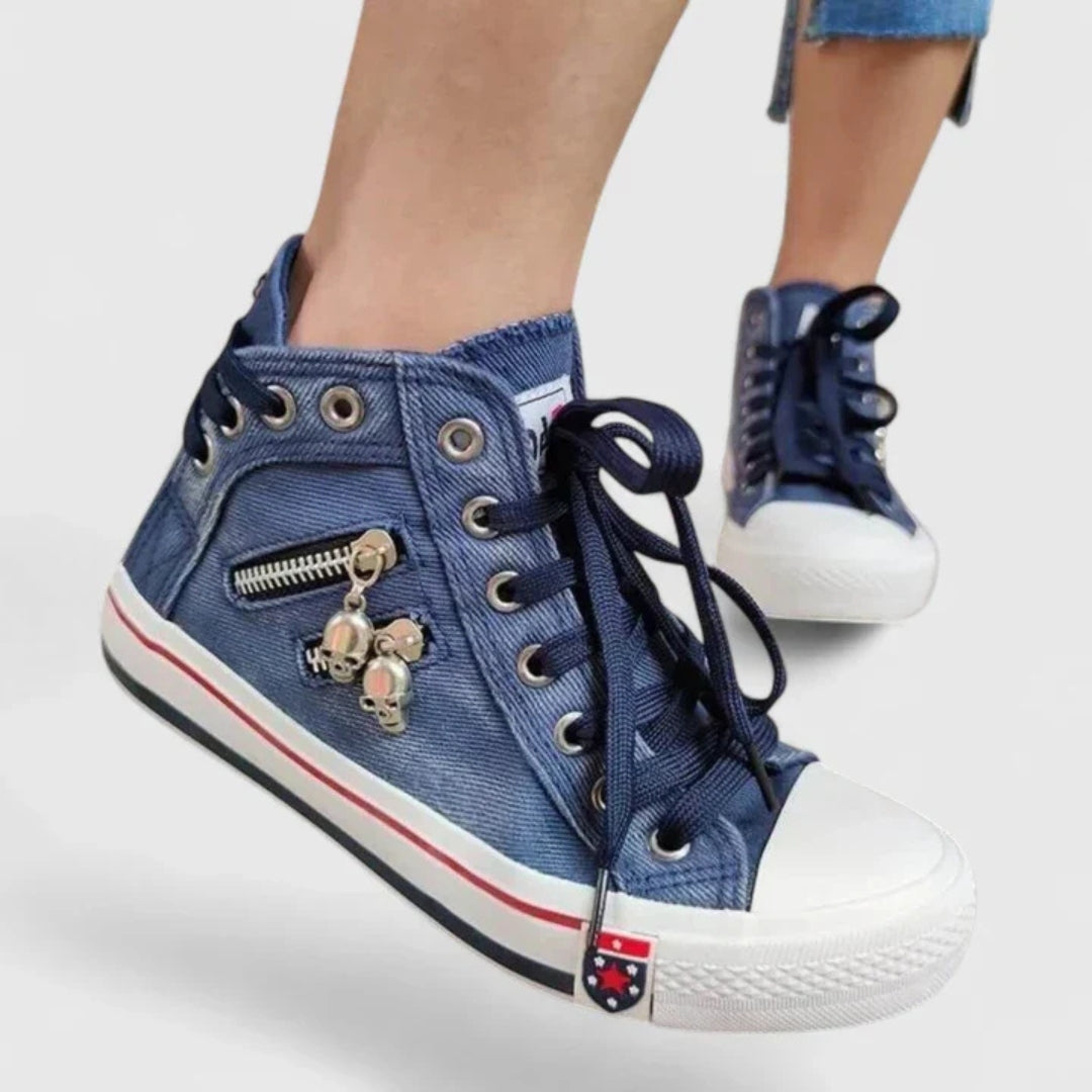 Michaela Denim High-Top Sneakers