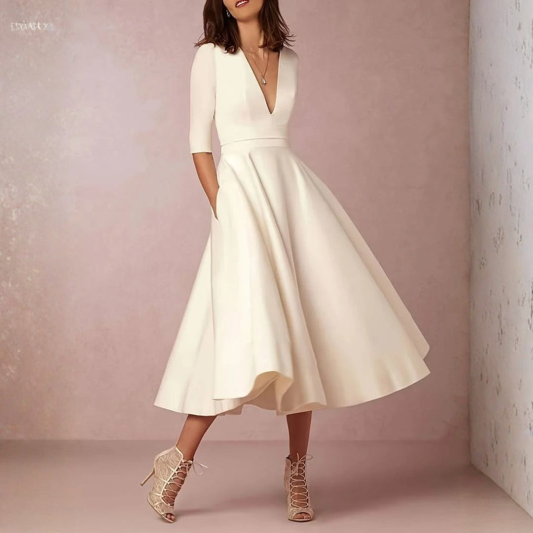 Tanja Elegant Flared Wedding Guest Midi Dress