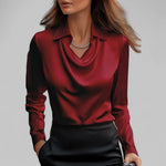 Theresa Waterfall Neckline Satin Blouse