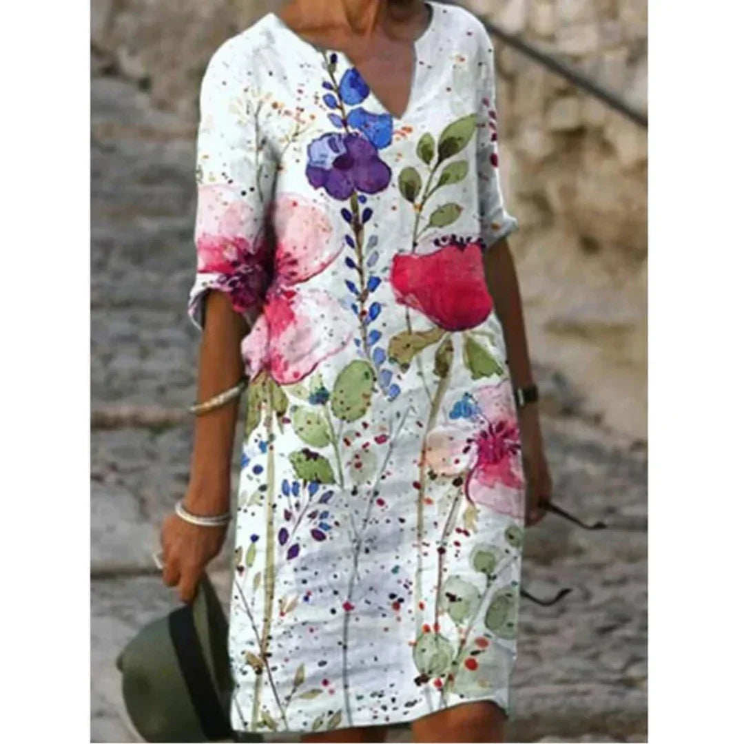 Anja Long Sleeve Abstract Print Shift Dress