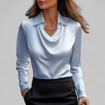 Theresa Waterfall Neckline Satin Blouse