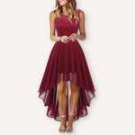 Helga Elegant High-Low Midi Dress for Wedding Guests