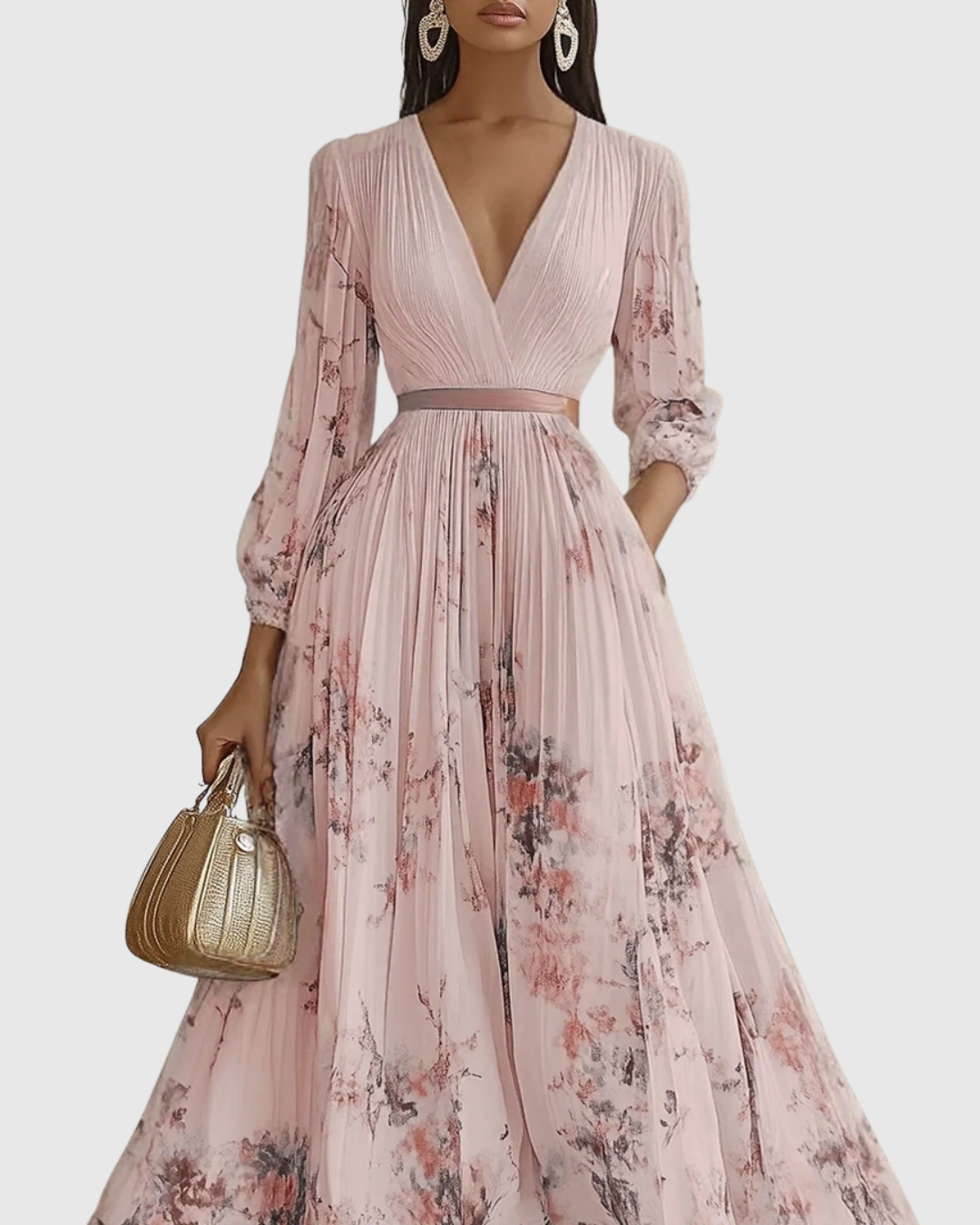 Isabella Sleeveless Pleated Floral Midi Dress