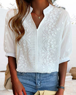 Susanne V-Neck Puff Sleeve Blouse
