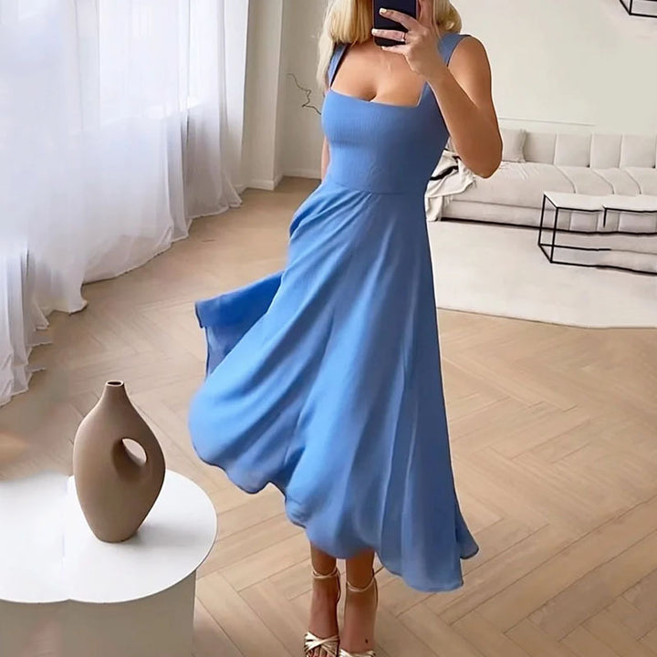 Marion Square-Neck Midi Wedding Guest Dress