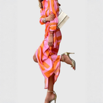 Gudrun Striped Wrap Midi Dress