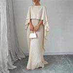 Gabriela Pleated Cape Maxi Dress