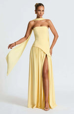 Elfriede Sleeveless A-Line Maxi Evening Dress with Leg Slit