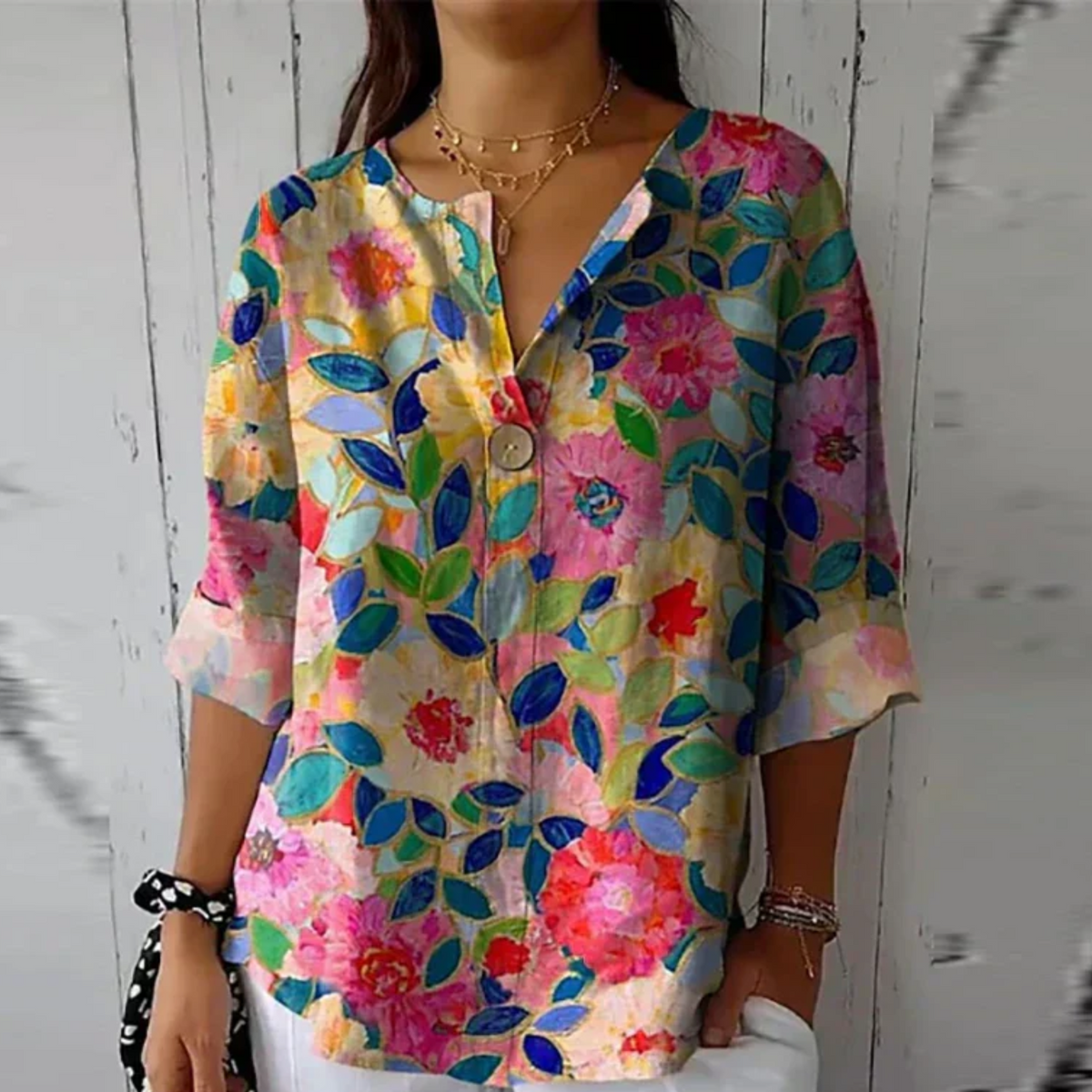 Isabella Floral Print V-Neck Top