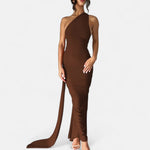 Lara One-Shoulder Halter Maxi Dress