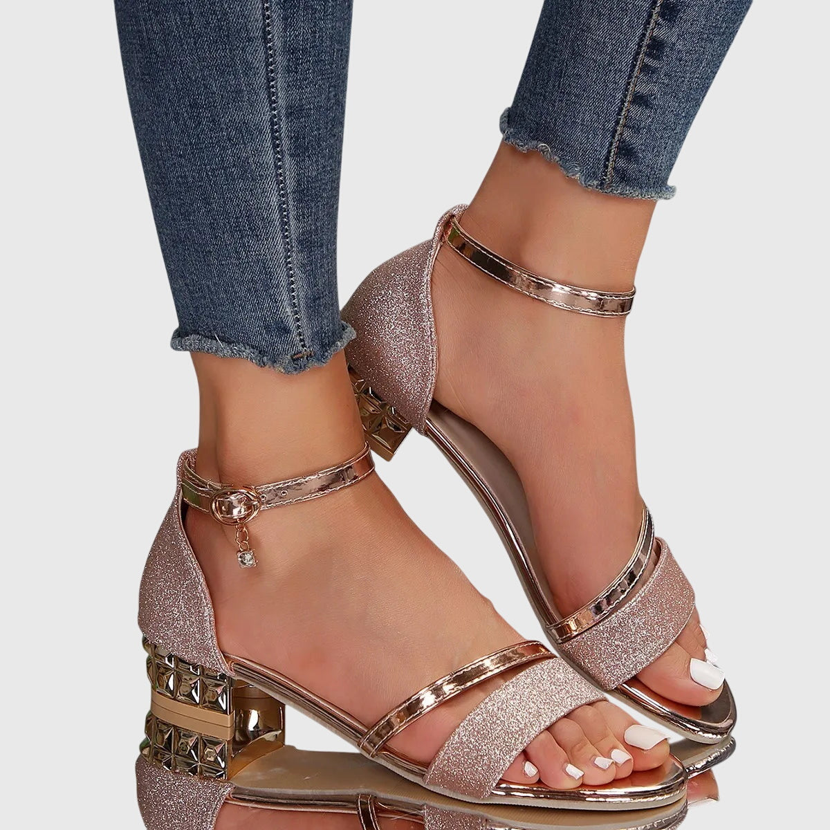 Helga Open-Toe Block-Heel Sandals
