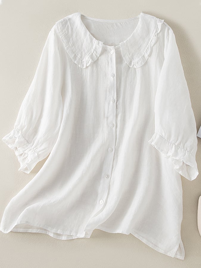 Natalie Relaxed Ruffle Collar Shirt