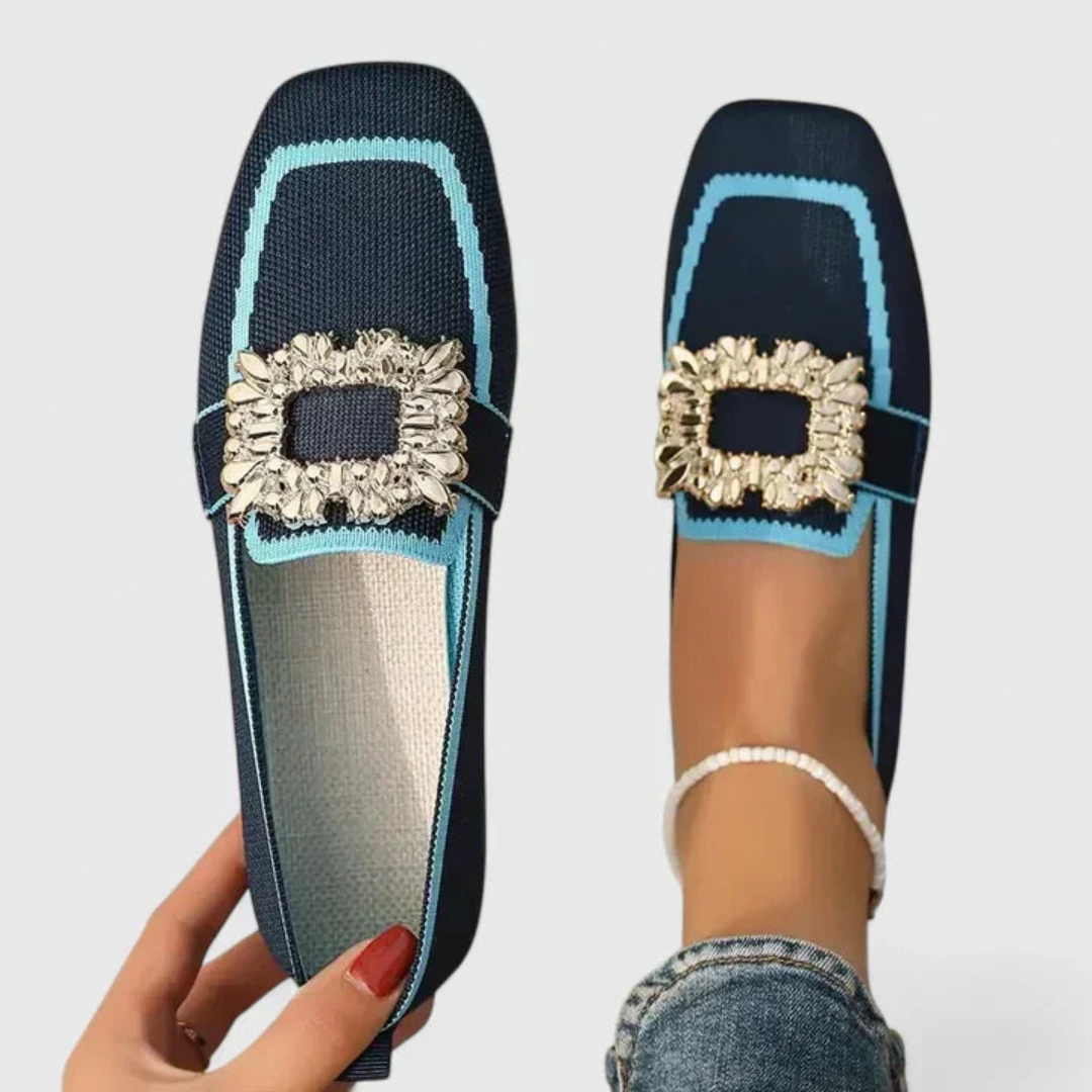 Doris Crystal Buckle Slip-On Loafers