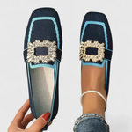 Doris Crystal Buckle Slip-On Loafers