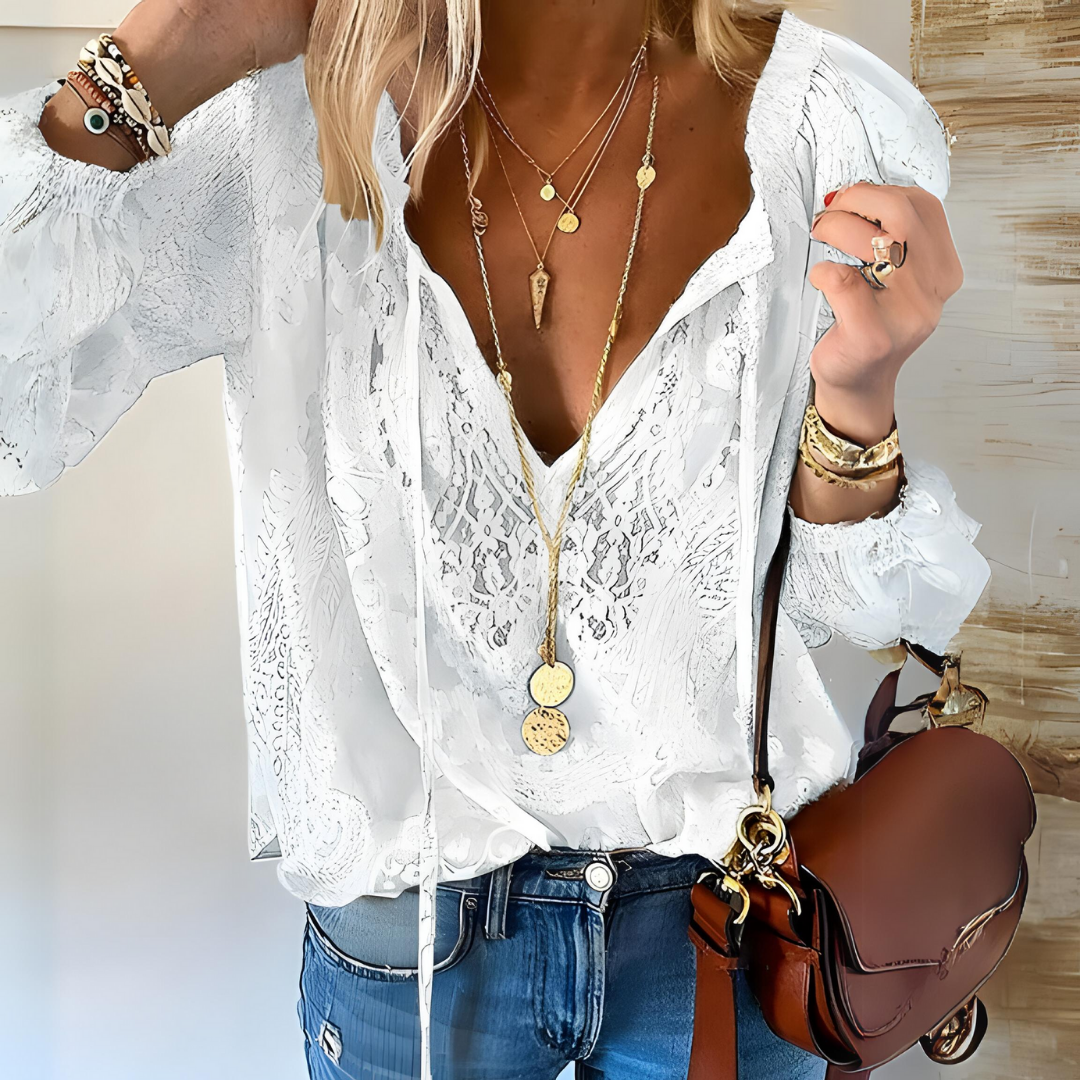 Tamara Elegant Boho V-Neck Blouse