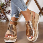 Stefanie Metallic Platform Comfort Sandals