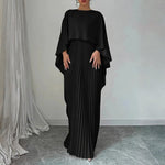 Gabriela Pleated Cape Maxi Dress