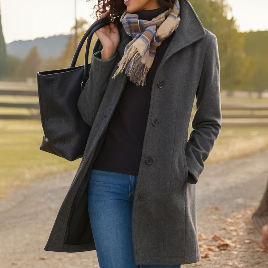 Helga Classic Button-Front Winter Coat