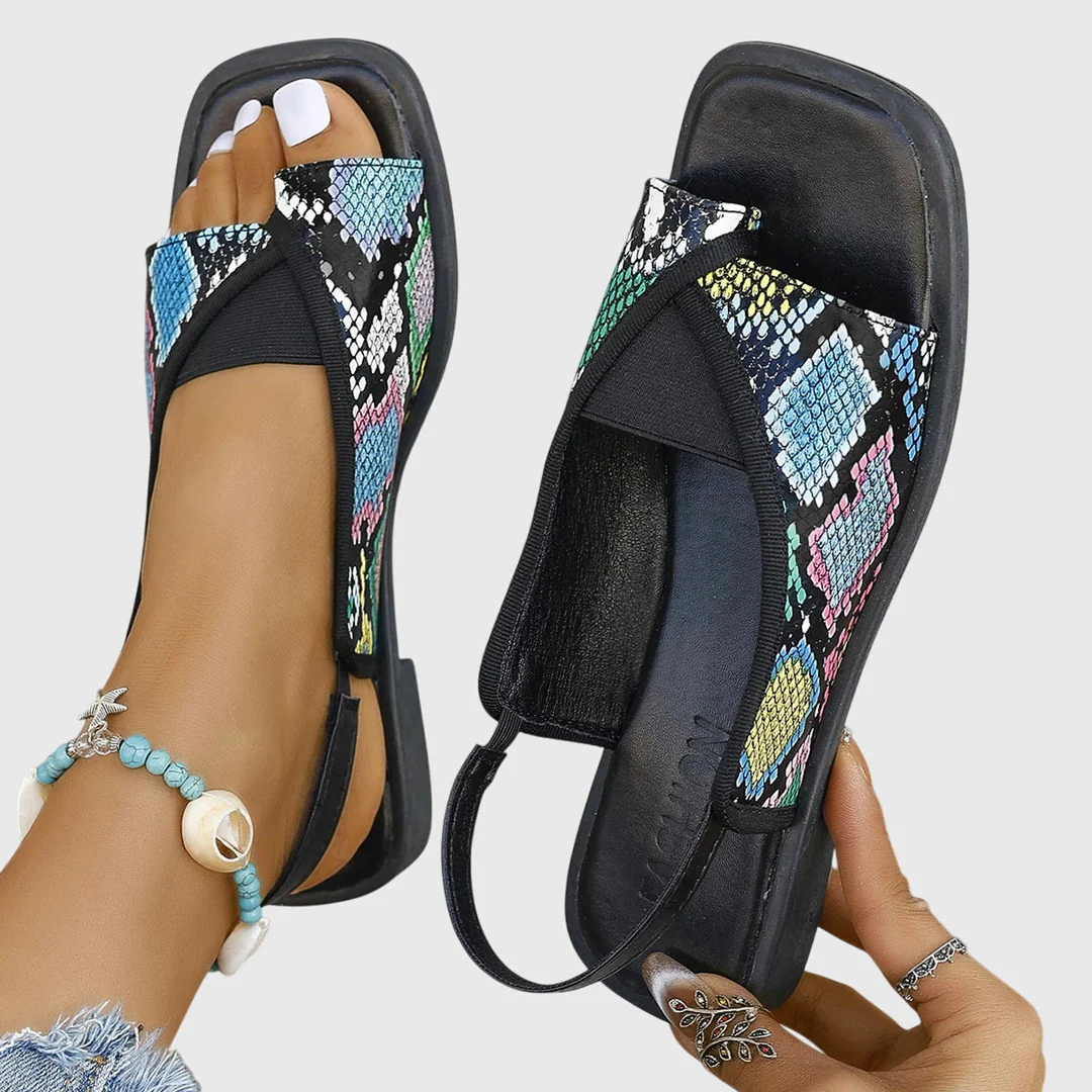 Selina Contrast Strap Flat Sandals