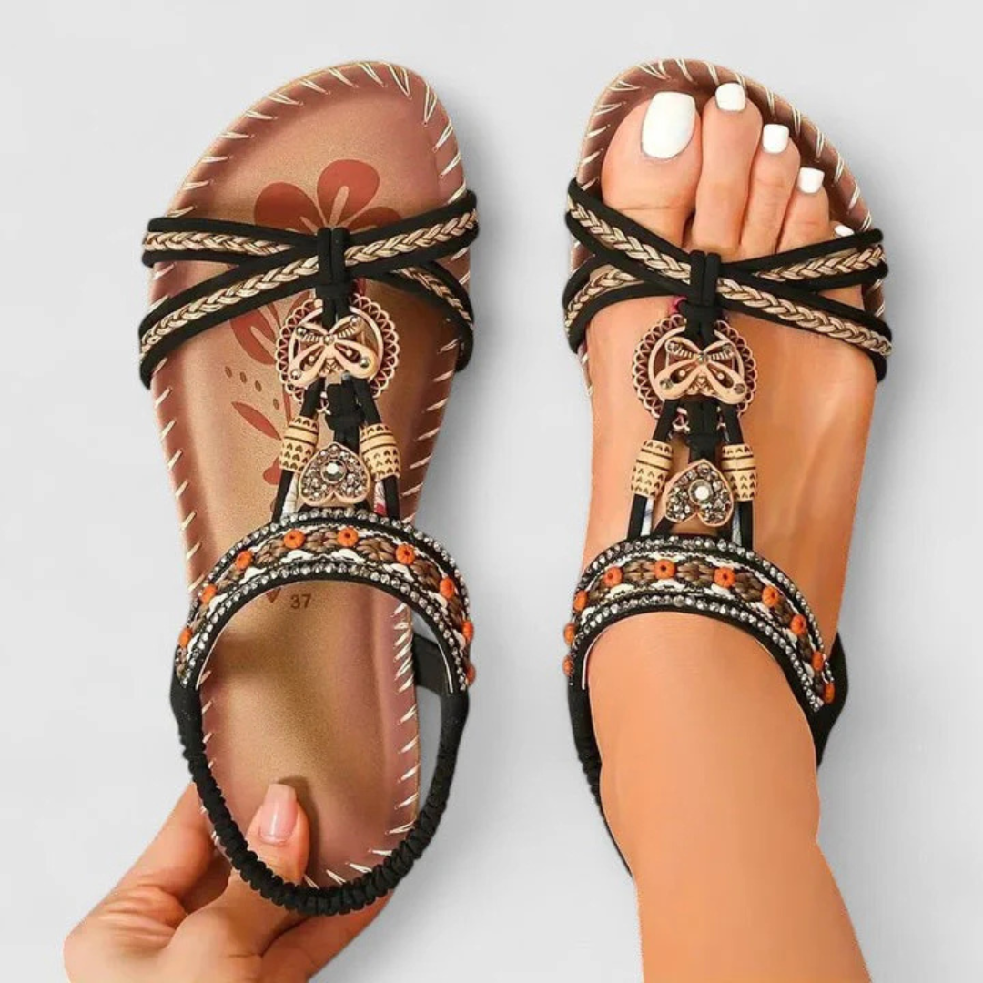 Viola Strappy Flat Open-Toe Sandals