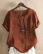 Doris Casual Short-Sleeve Button Blouse