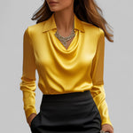 Theresa Waterfall Neckline Satin Blouse