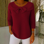 Dorothea Bow Detail Three-Quarter Sleeve Top