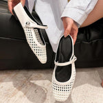 Goldie | Woven Flat Slip-On Mary Jane Mules