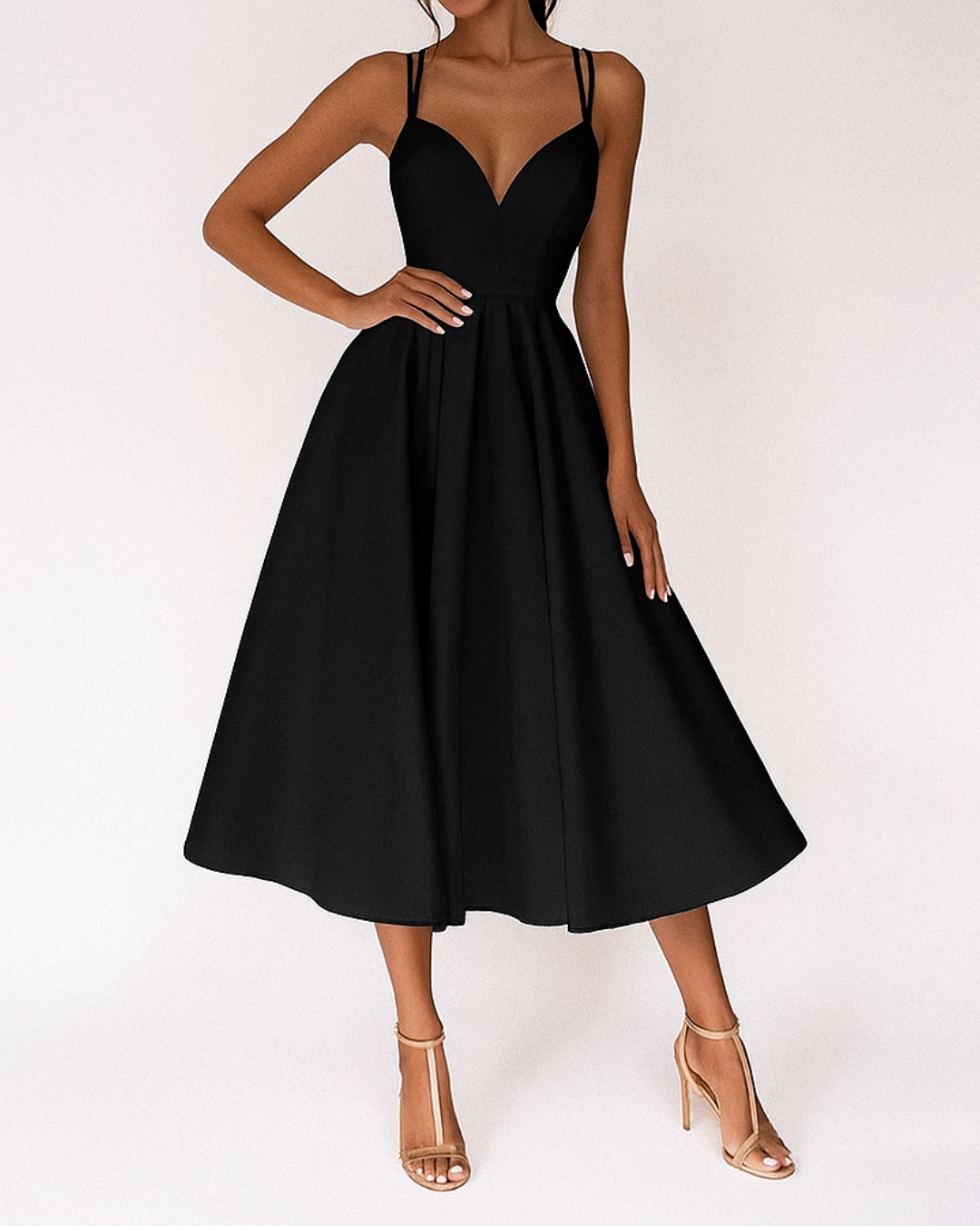 Lena Strappy Midi Wedding Guest Dress