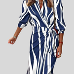 Gudrun Striped Wrap Midi Dress