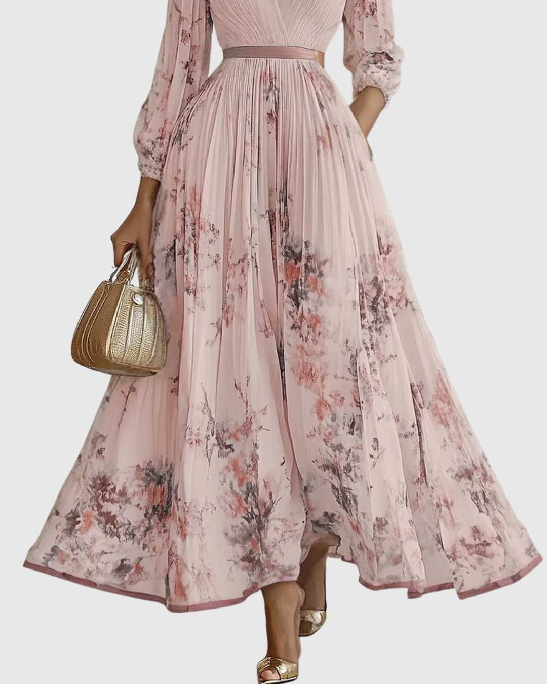 Isabella Sleeveless Pleated Floral Midi Dress