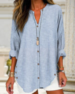 Lena Relaxed Striped Button-Down Blouse