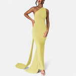 Lara One-Shoulder Halter Maxi Dress