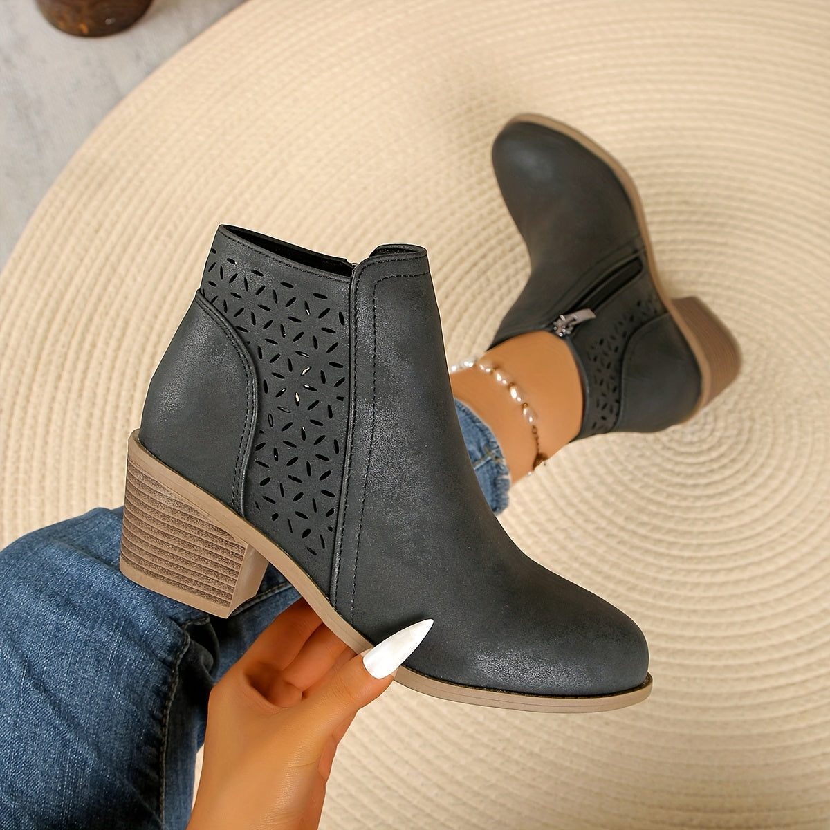 Greta Side-Zip Slip-On Ankle Boots