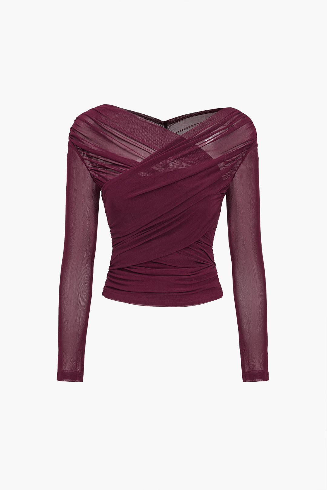 Susanne Ruched Mesh Long-Sleeve Top