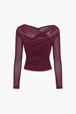 Susanne Ruched Mesh Long-Sleeve Top