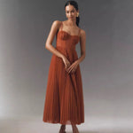 Leonie Pleated Corset Bustier Midi Dress