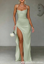 Mia Ruched Sweetheart Bodycon Satin Maxi Dress with Slit