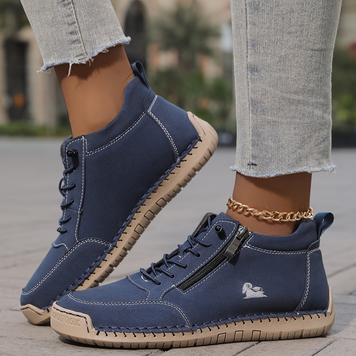 Bettina Comfort Lace-Up Sneakers with Side Zip