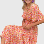 Regine Floral Short-Sleeve Maxi Dress