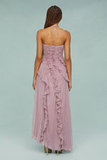 Elfriede Pleated Ruffle Halter Midi Dress